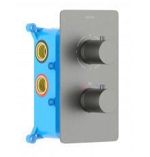 AQ1393BGM ЕВРОПА термостатический смеситель для ванны 3 режима (внешняя и скрытая часть), оружейная сталь (шлиф. черный хром) AQ1393BGM