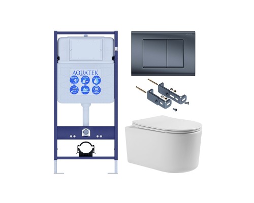 SET AQUATEK МИЯ Т-033 4в1(рама AQUATEK Standard INS-0000012+крепёж KKI-0000016 +кнопка KDI-0000033 +унитаз МИЯ AQ2004T-00 с тонким сиденьем soft-close SET AQUATEK МИЯ Т-033 4в1