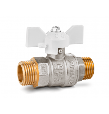 Кран шаровой латунный LD Pride 47.25.Н-Н.Б (White) Ду 25 Ру 40 нр-нр, (бабочка)