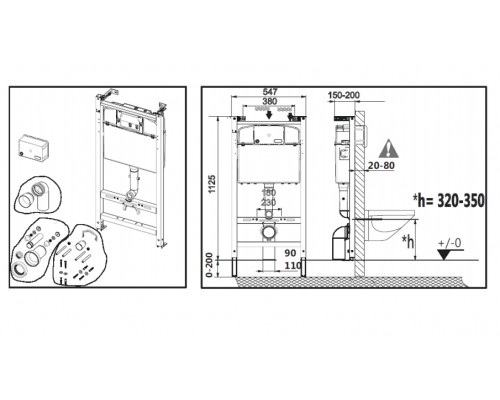 893100010 ПЭК Mateo подвесной унитаз+инсталляция+кнопка+сид(микролифт) 893100010