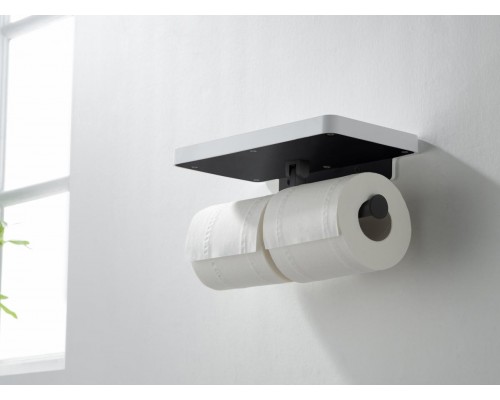 AQ4919MB ЕВРОПА бумагодержатель двойной с полкой, матовый черный AQ4919MB