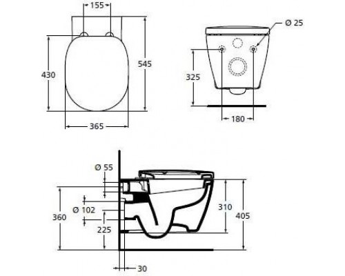 W220101 CЕТ CONNECT подвесной унитаз E803501, крышка функцией плавного закрытия E712701, E233267 PROSYS ECO FRAME M Встраиваемая инсталляция W220101