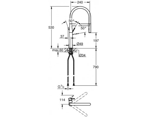 30294000 Essence Смеситель для кухонной мойки с профессиональной лейкой, поворотный излив, хром 30294000