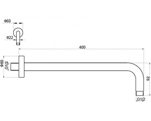 AQ2176CR держатель верхнего душа настенный 400 мм AQ2176CR