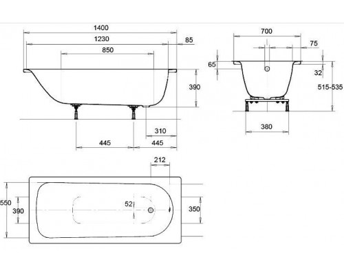 Ванна Eurowa ванна мод. 309-1 140х70 119512030001