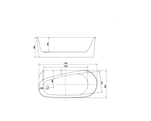 AQ-1115780 ПРИМА Ванна акриловая, отдельностоящая, 1700800580 В комплекте со сливом и ножками. Цвет белый глянцевый. AQ-1115780