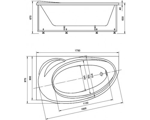 Бетта 170 лев.пустая с фр.экр.(вклеенный каркас) BET170-0000083
