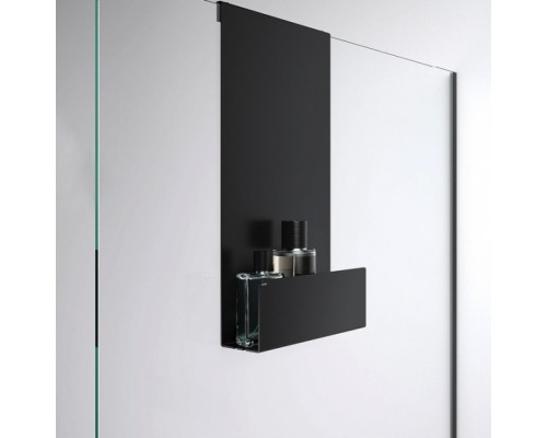 24951370000 UNIVERSALARTIKEL Полочка для душа навесная, со сливными прорезямии и интегрированными крючками, черный матовый 24951370000