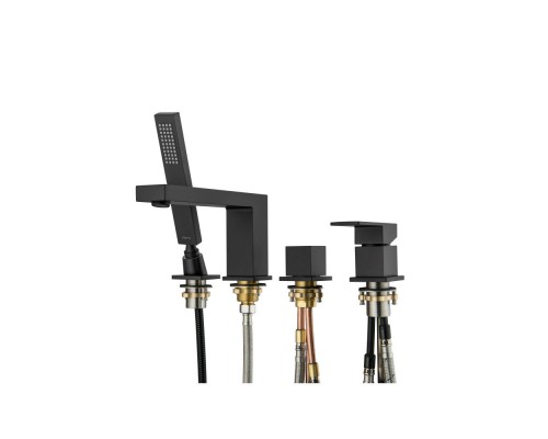 AQ1648MB ЛИБРА смеситель на борт ванны на 4 отв., матовый черный AQ1648MB