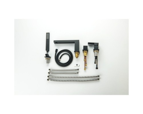 AQ1648MB ЛИБРА смеситель на борт ванны на 4 отв., матовый черный AQ1648MB