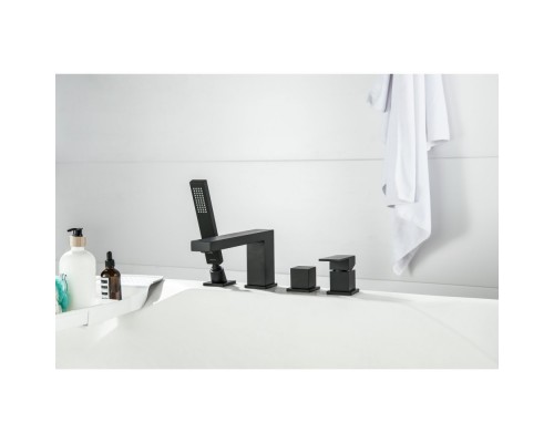 AQ1648MB ЛИБРА смеситель на борт ванны на 4 отв., матовый черный AQ1648MB