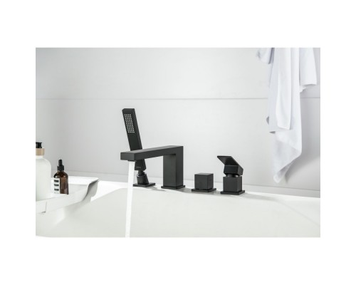 AQ1648MB ЛИБРА смеситель на борт ванны на 4 отв., матовый черный AQ1648MB