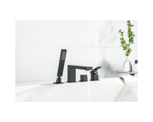 AQ1648MB ЛИБРА смеситель на борт ванны на 4 отв., матовый черный AQ1648MB