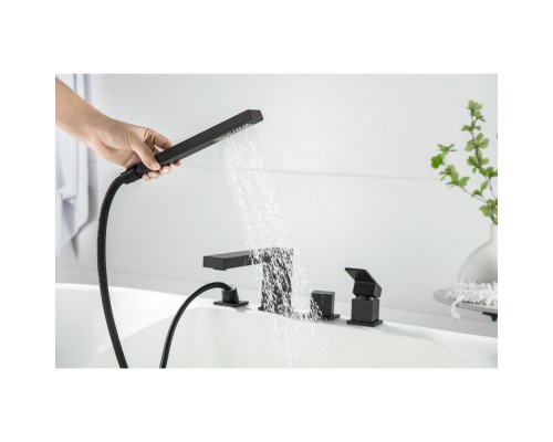 AQ1648MB ЛИБРА смеситель на борт ванны на 4 отв., матовый черный AQ1648MB