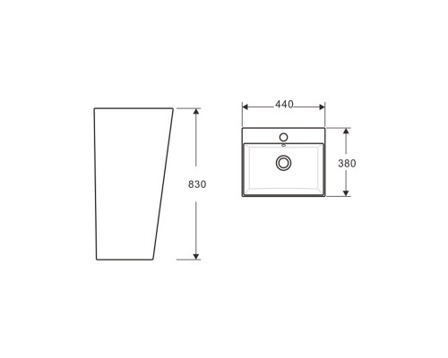 AQ4401-00 Умывальник пьедестальный Aquatek Optima Square 440x380x835 AQ4401-00
