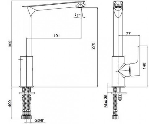 102118043EX LUNA смеситель для кухни 102118043EX