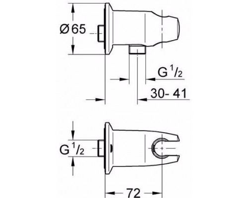 28406000 Movario Подключение для душевого шланга с держателем с защитой от обратного потока, хром 28406000