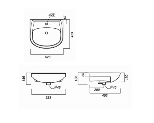 АТТИКА 50 Умывальник (WB.FN/Attica/50-C/WHT.G/S1) WB.FN/Attica/50-C/WHT.G/S1