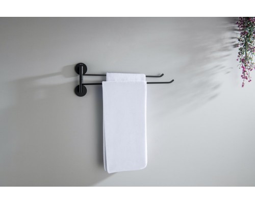 AQ4613MB БЕТТА полотенцедержатель двойной, матовый черный AQ4613MB