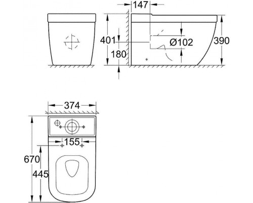 39338000 Euro Ceramic Унитаз напольный безободковый (без бачка и сиденья), альпин-белый 39338000