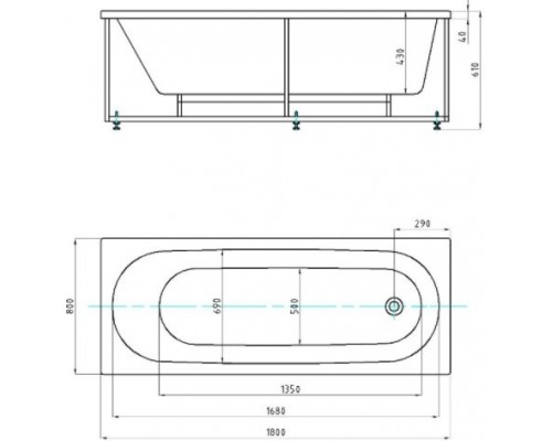 Оберон 180 пустая с фр.экр.(слив слева) OBR180-0000003