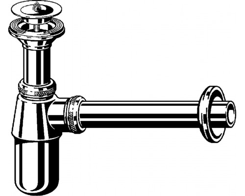 102845 Сифон для раковины (латунь), с пробкой, 1 1/4 x 32, хром, неразъемная чашка выпуска 102845