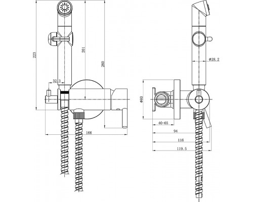 LM7166BLSOLOСмеситель с гигиеническим душем, встраиваемый, черный LM7166BL