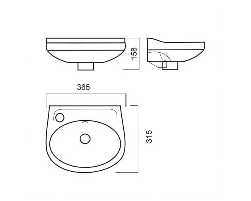ЛАДА Мини - умывальник 37 ВКСЛ Белый S1, крепежи в комп не входят (WB.MN/Lada/37-L/WHT.G/S1) WB.MN/Lada/37-L/WHT.G/S1