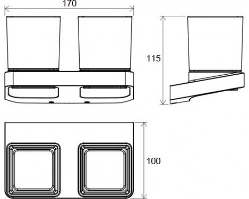 Держатель с двумя стаканами (стекло) TD 220.00 X07P322