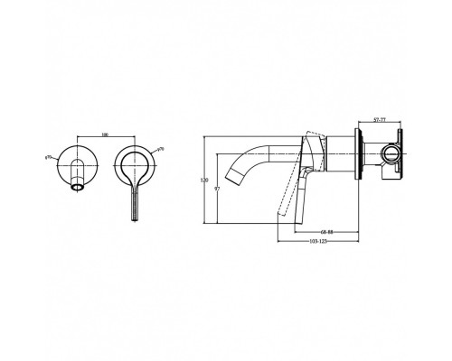 E28318-BL ELATE cмеситель для раковины на 2 отв., матовый черный E28318-BL