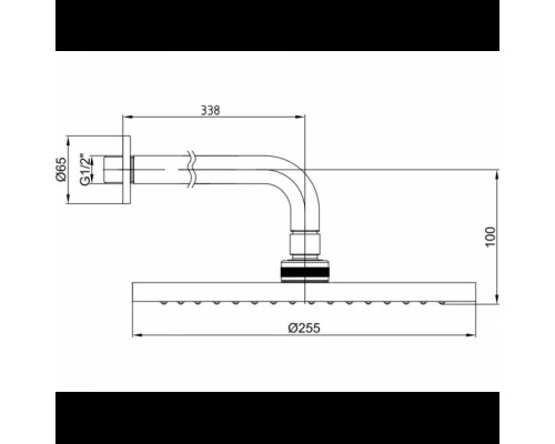 102145034C1EX MYRA верхний душ с держателем диаметр 255 мм, матовый черный 102145034C1EX