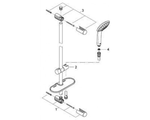 27230001 Euphoria 110 Душевой гарнитур II, душевая штанга 600 мм, шланг 1750 мм, полочка, хром 27230001