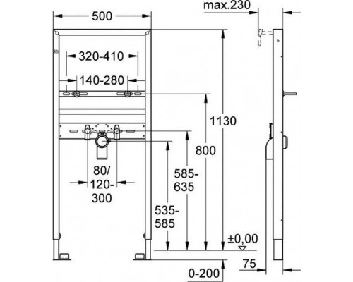 38554001 Rapid SL Система инсталляции для раковины (1,13 м) со звукоизоляцией подключений смесителя 38554001