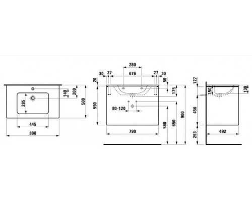 8.6496.1.261.104.1 PRO S Раковина и шкафчик под раковину (800x500x610 мм), 8.6496.1.261.104.1