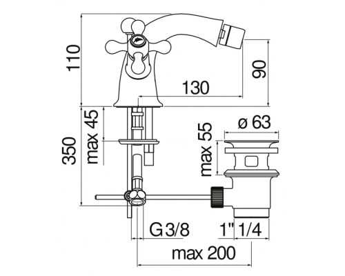 GRC5119/6GDP GRAZIA смеситель для биде, золото GRC5119/6GDP
