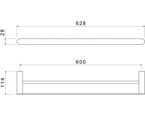 AQ4430MB ЛИРА полотенцедержатель двойной 600 мм, матовый черный AQ4430MB