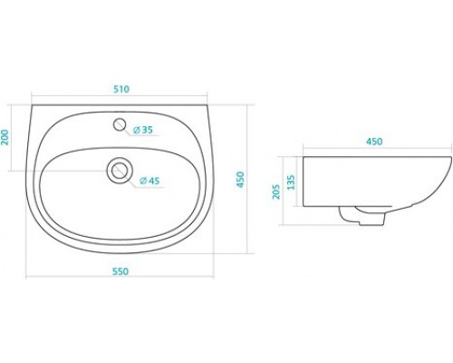 1.WH11.0.502 АНИМО умывальник 55 см 1.WH11.0.502