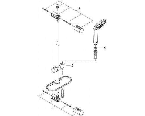 27226001 Euphoria Massage 110 Душевой гарнитур III, душевая штанга 900 мм, шланг 1750 мм, полочка, хром 27226001