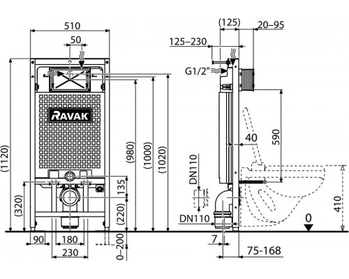 Монтажный блок G II/1000 для подвесного унитаза X01703