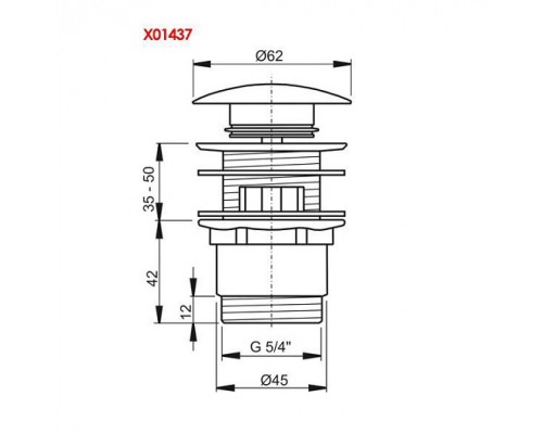 Слив для умывальника ClickClack короткий хром X01437
