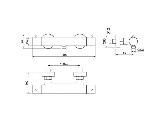 AQ1363BG ЕВРОПА термостатический смеситель для душа, шлиф. золото AQ1363BG