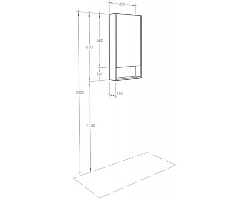 1A252002SDB20 Зеркальный шкаф Сканди 45 Белый/Дуб Верона 1A252002SDB20