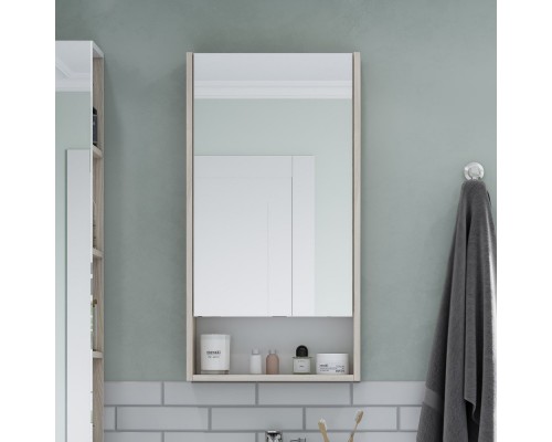 1A252002SDB20 Зеркальный шкаф Сканди 45 Белый/Дуб Верона 1A252002SDB20