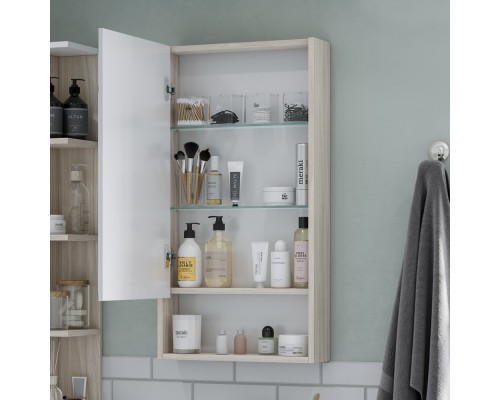 1A252002SDB20 Зеркальный шкаф Сканди 45 Белый/Дуб Верона 1A252002SDB20