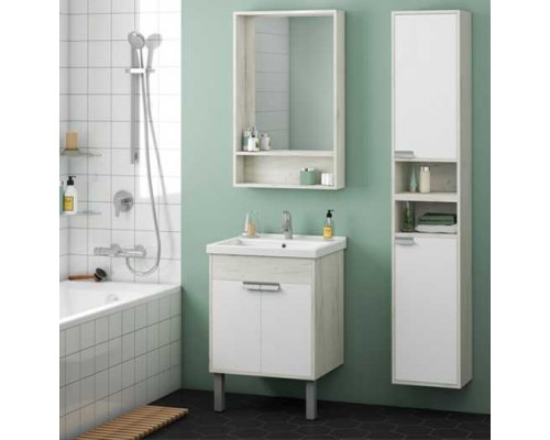 1A237602FA860 Зеркало-Шкаф Флай 60 Дуб Крафт бел 1A237602FA860