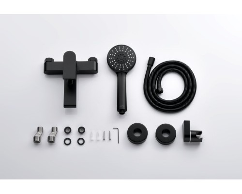 AQ1449MB ЛИРА смеситель для ванны с душевым набором 3jet, матовый черный AQ1449MB