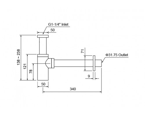 AQ6012BG сифон, шлиф. золото AQ6012BG