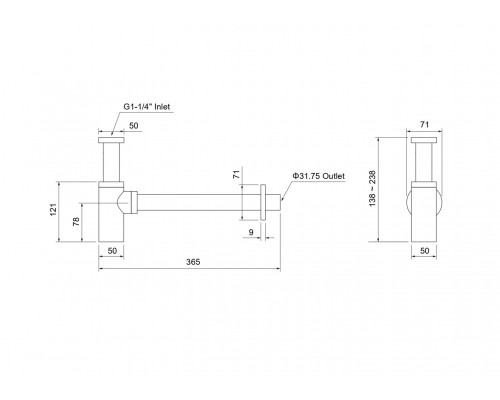 AQ6012BG сифон, шлиф. золото AQ6012BG