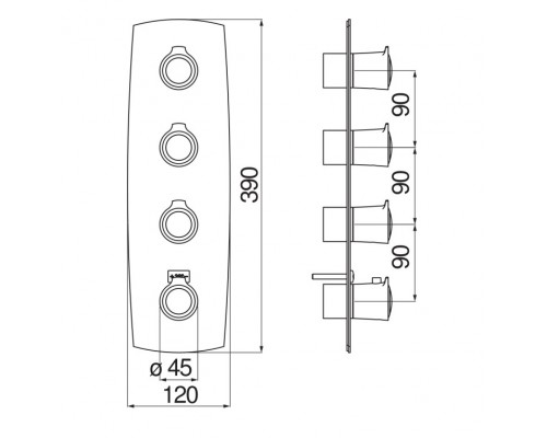SI98104GDP SOFI термостатический смеситель для ванны 4 выхода (внешняя часть), золото SI98104GDP