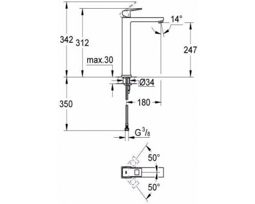 23406000 Eurocube Смеситель для раковины, свободностоящий, хром 23406000